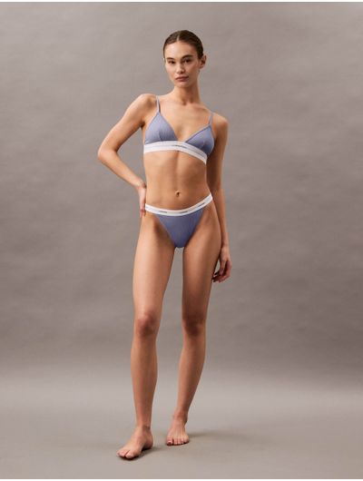 Tanga-Calvin-Klein-Cotton-Stretch-Rib-Tiro-Medio-Mujer-Azul