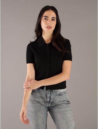 Polo-Calvin-Klein-con-Logo-Mujer-Negro