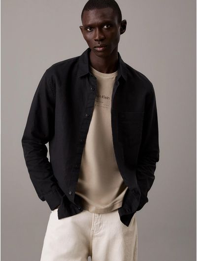 Camisa-Calvin-Klein-Lino-y-Algodon-Hombre-Negro