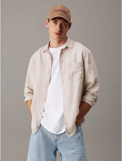 Camisa-Calvin-Klein-Lino-y-Algodon-Hombre-Blanco