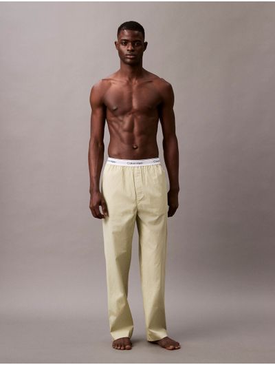 Pantalon-Calvin-Klein-de-Pijama-Cotton-Poplin-Hombre-Amarillo