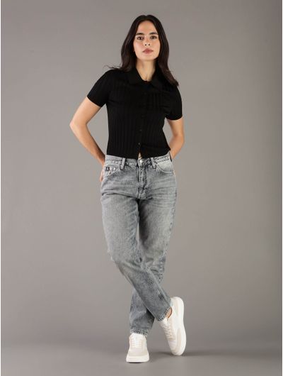 Polo-Calvin-Klein-con-Logo-Mujer-Negro
