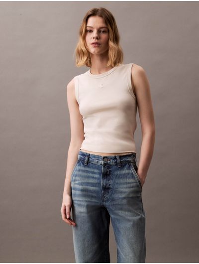 Tank-Top-Calvin-Klein-Monograma-Mujer-Beige
