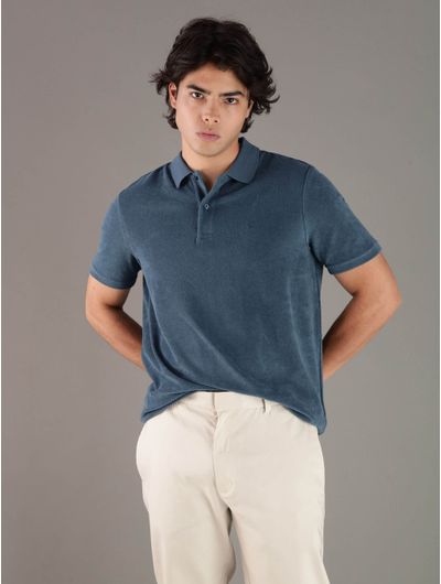 Polo-Calvin-Klein-Afelpado-Hombre-Azul