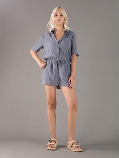 Salida-de-Baño-Calvin-Klein-Swimwear-con-Cuello-Camisero-Mujer-Gris