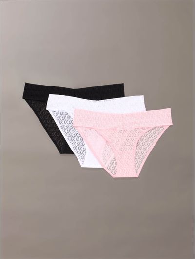 Bikinis-Calvin-Klein-Icon-Logo-Lace-Pack-de-3-Mujer-Multicolor