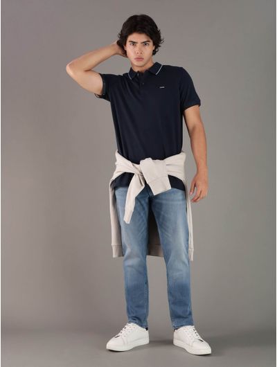 Jeans-Calvin-Klein-Slim-con-Logo-Hombre-Azul