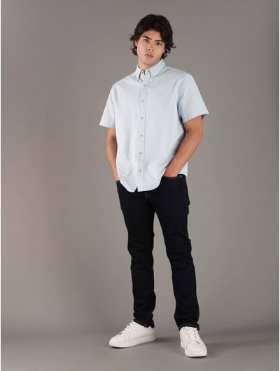 Camisa-Calvin-Klein-Monograma-Hombre-Azul