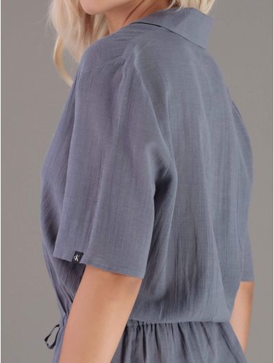 Salida-de-Baño-Calvin-Klein-Swimwear-con-Cuello-Camisero-Mujer-Gris