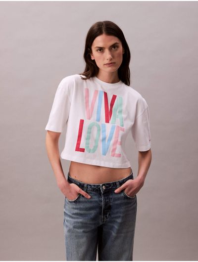 Playera-Calvin-Klein-x-Marc-Hundley-Viva-Love-Cropped-Blanco