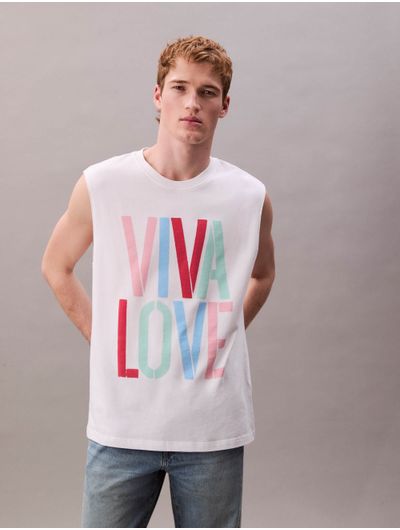 Playera-Calvin-Klein-x-Marc-Hundley-Viva-Love-Boxy-Sin-Mangas-Blanco