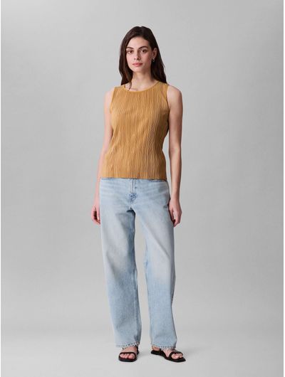 Blusa-Calvin-Klein-Waffleada-Mujer-Cafe