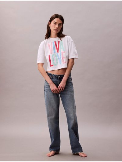 Playera-Calvin-Klein-x-Marc-Hundley-Viva-Love-Cropped-Blanco