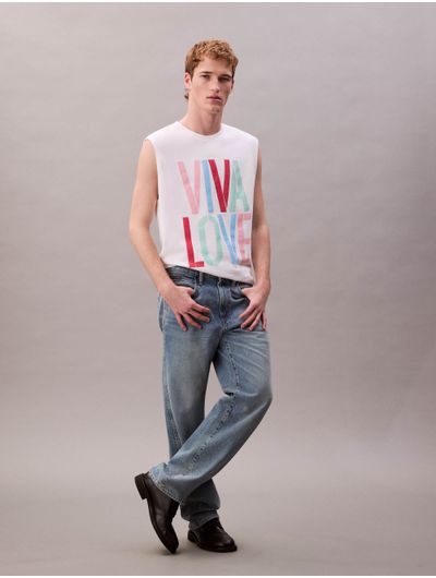 Playera-Calvin-Klein-x-Marc-Hundley-Viva-Love-Boxy-Sin-Mangas-Blanco