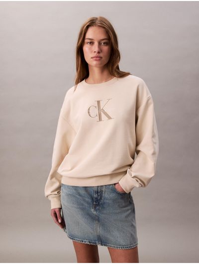 Sudadera-Calvin-Klein-Monologo-Mujer-Beige