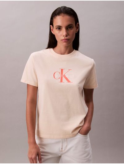 Playera-Calvin-Klein-Monologo-Mujer-Beige