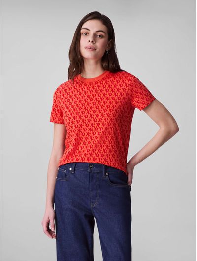 Playera-Calvin-Klein-Monograma-Mosaico-Mujer-Rojo