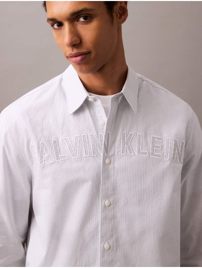 Camisa-Calvin-Klein-Rayas-Logo-Hombre-Blanco