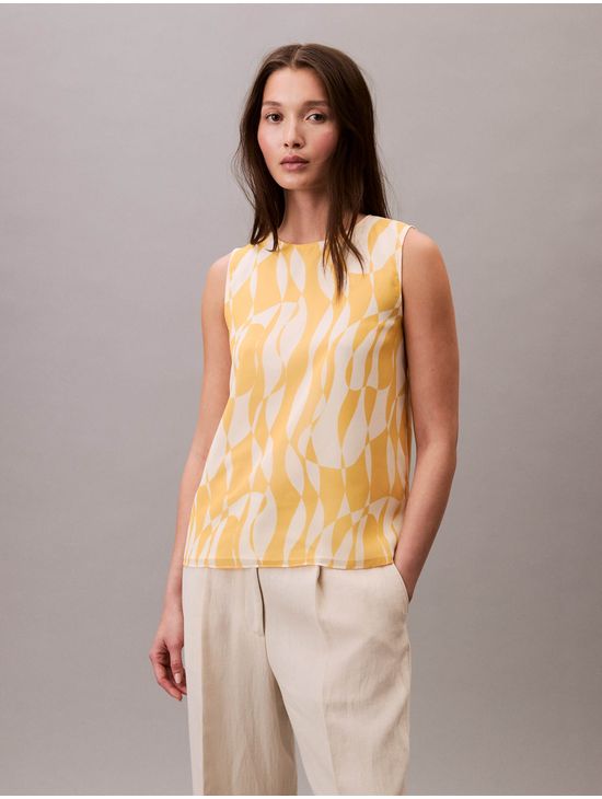 Blusa-Calvin-Klein-Estampado-Sin-Mangas-Mujer-Amarillo