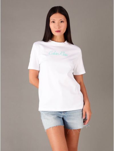 Playera-Calvin-Klein-Jeans-con-Logo-Estampado-Mujer-Blanco