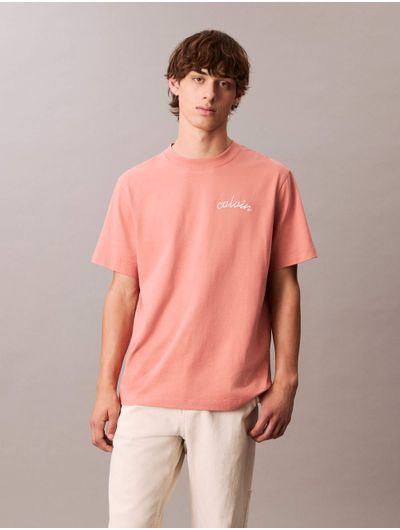 Playera-Calvin-Klein-Logo-Bordado-Hombre-Naranja