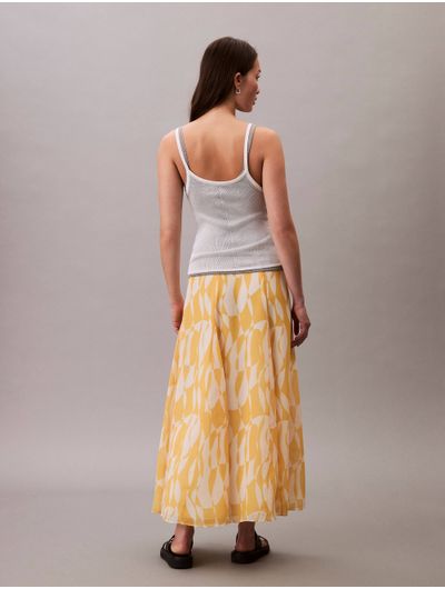 Falda-Calvin-Klein-Estampado-Midi-Mujer-Amarillo