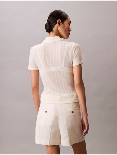 Polo-Calvin-Klein-Acanalado-Mujer-Beige
