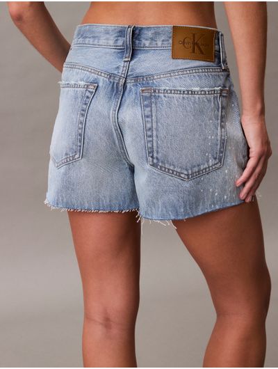 Short-Calvin-Klein-Jeans-Logotipo-Parche-Mujer-Azul
