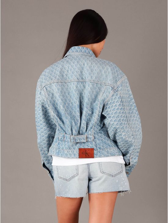 Chamarra-Calvin-Klein-Jeans-Logotipo-Bolsillo-Mujer-Azul
