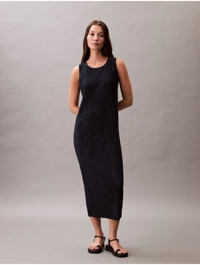 Vestido-Calvin-Klein-Midi-Plisado-Mujer-Azul
