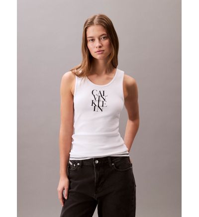 Tank Top Calvin Klein Estampado Mujer Blanco Playeras Calvin
