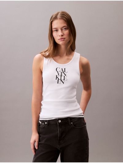 Tank-Top-Calvin-Klein-Estampado-Mujer-Blanco