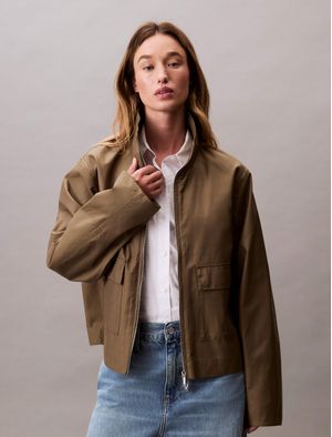 Chamarra-Calvin-Klein-Corta-de-Algodon-Mujer-Verde