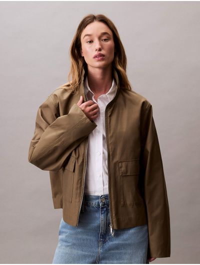 Chamarra-Calvin-Klein-Corta-de-Algodon-Mujer-Verde