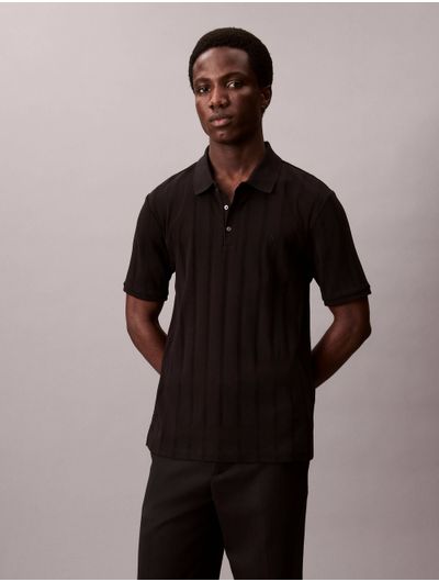 Polo-Calvin-Klein-Tejido-Acanalado-Hombre-Negro