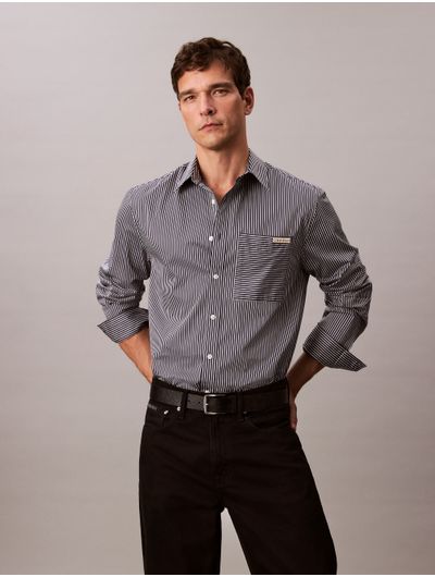 Camisa-Calvin-Klein-Rayas-Relaxed-Hombre-Negro