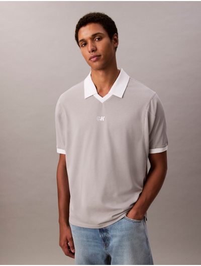 Jersey-Calvin-Klein-Manga-Corta-Hombre-Gris