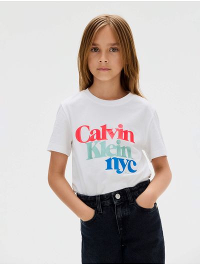Playera-Calvin-Klein-Estampado-Niña-Blanco