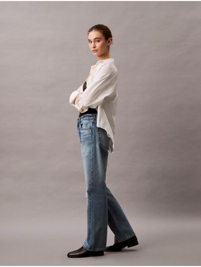 Jeans-Calvin-Klein-90-s-Straight-Ripped-Mujer-Azul
