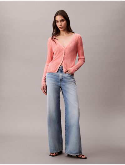Cardigan-Calvin-Klein-Acanalado-Mujer-Rosa