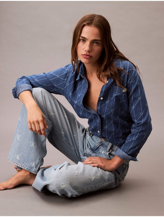Jeans-Calvin-Klein-Wide-Leg-Monograma-Mosaico-Mujer-Azul