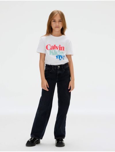 Playera-Calvin-Klein-Estampado-Niña-Blanco