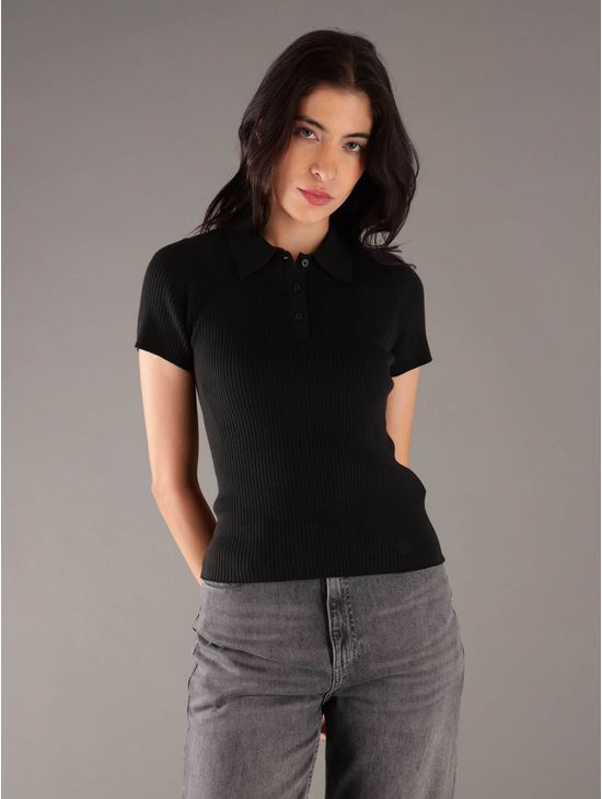 Polo-Calvin-Klein-Acanalada-Mujer-Negro-473004S-001