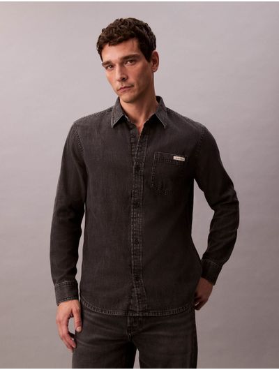 Camisa-Calvin-Klein-Denim-Clasica-Hombre-Gris-Oscuro-40BM733-001