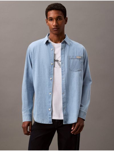 Camisa-Manga-Larga-Calvin-Klein-Hombre-Denim-Azul-40BM796-450
