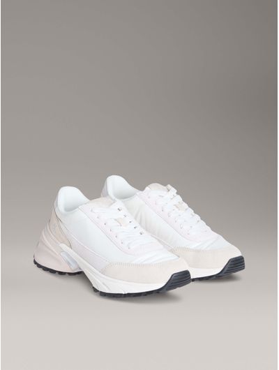 Tenis-Calvin-Klein-Suede-Trainers-Mujer-Blanco-YW0YW01963-02R