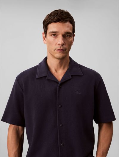 Camisa-Manga-Corta-Calvin-Klein-Monograma-Hombre-Negro-4RC247G-410