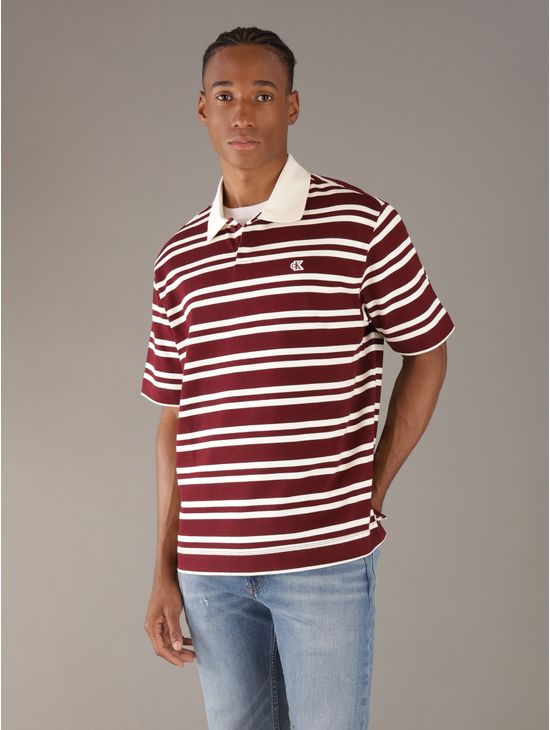 Polo-Calvin-Klein-Jeans-Monograma-Bordado-Hombre-Rojo-4RC236G-601