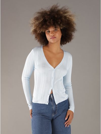 Cardigan-Calvin-Klein-Jeans-Acanalado-Mujer-Azul-47C303G-450