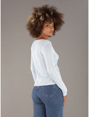 Cardigan-Calvin-Klein-Jeans-Acanalado-Mujer-Azul-47C303G-450